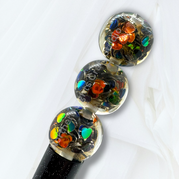 16mm Black Opal Fire Heart Confetti Beads - 20pc.