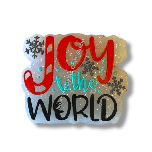 Joy to the World Glitter Jelly Silicone Focal Bead
