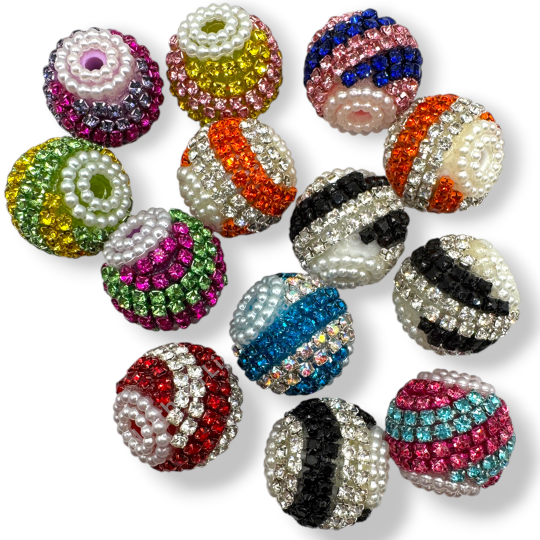 Rhinestone Swirl Fancy Acrylic 20mm Mix - 7pc.