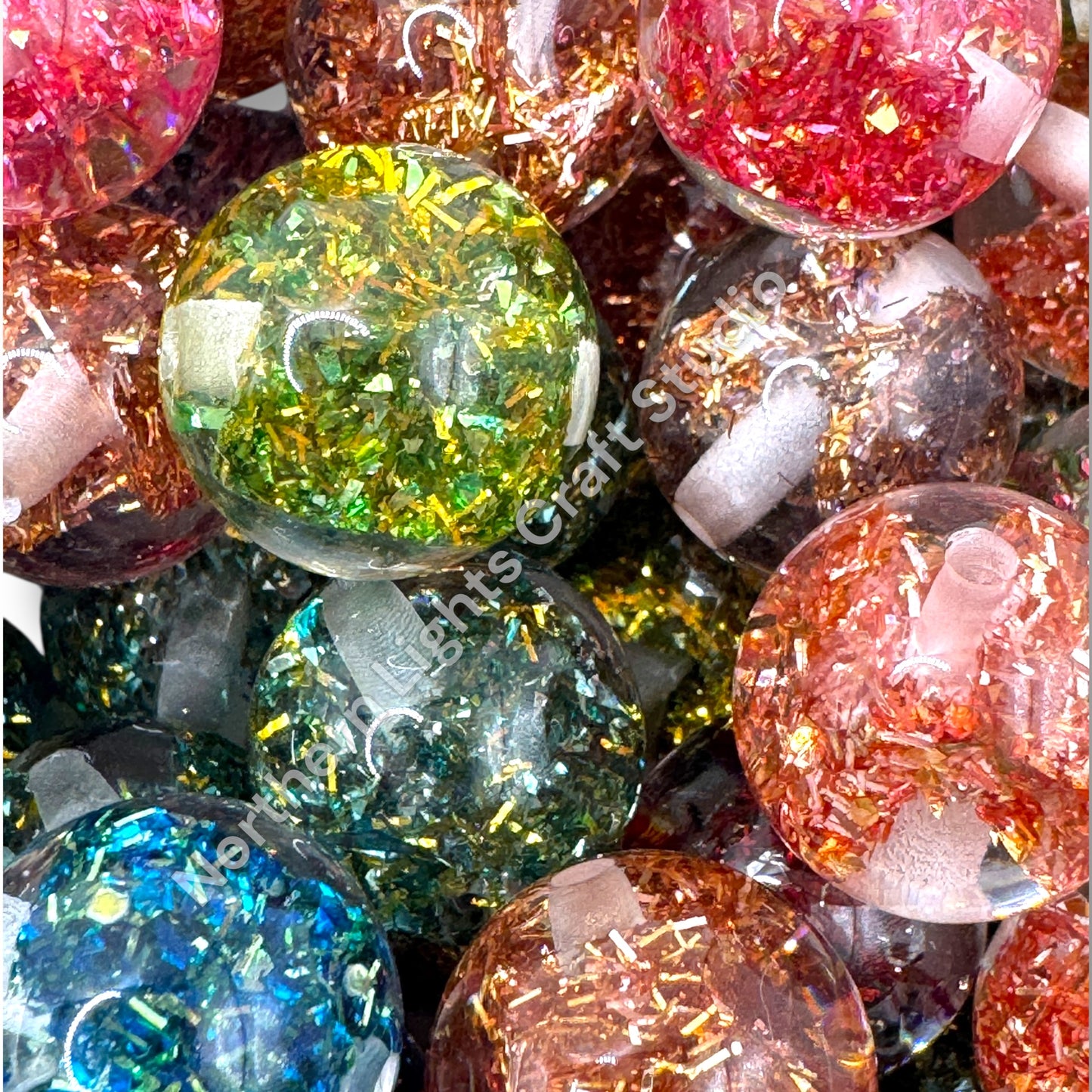 Glitter Tinsel Bow Beads- 16mm - 20 pieces