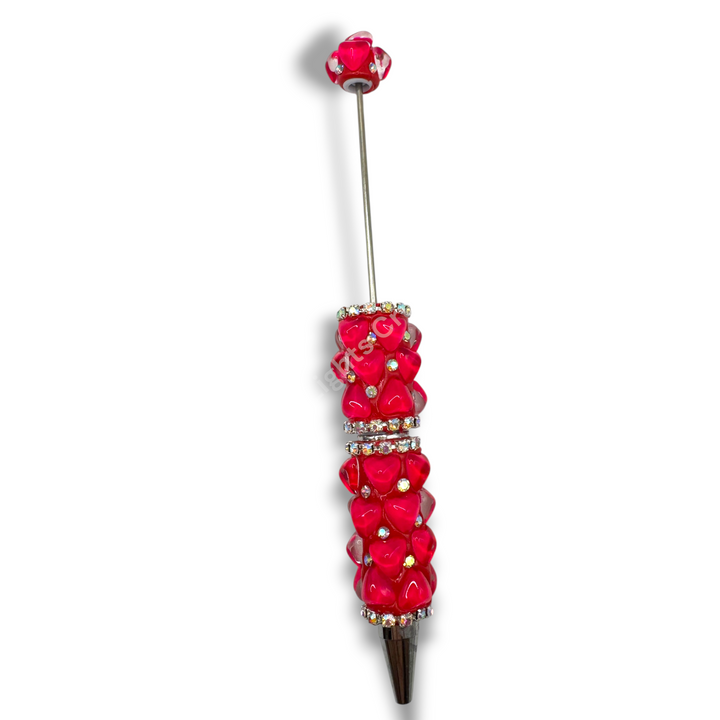 Beadable Jelly Neon Glass Heart Fancy Bling Rhinestone Pen