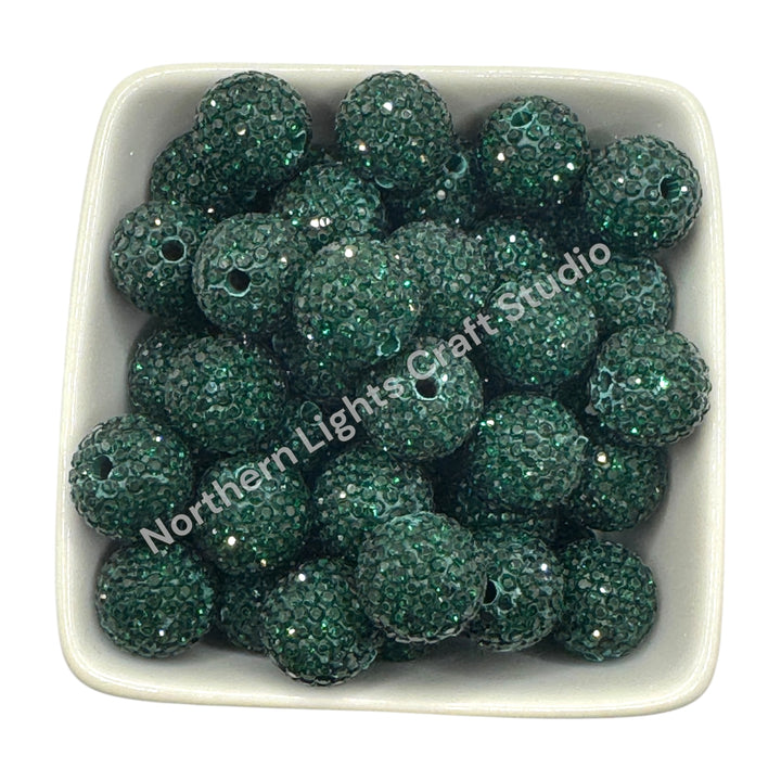 Emerald Rhinestone Clay Base Beads-16mm - 10pc.