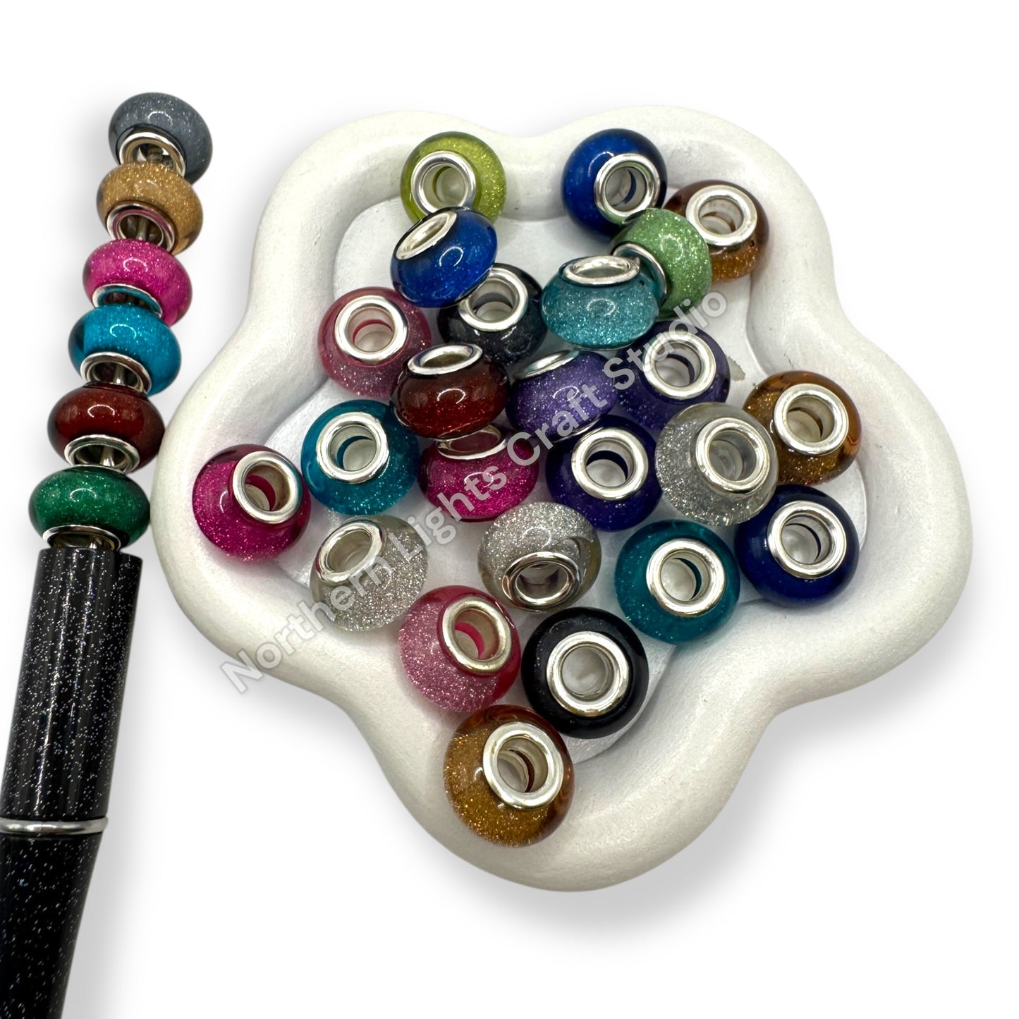 UV Shiny Spacer Wheel Beads / Large Hole Spacer Beads - Mix 25 Pieces