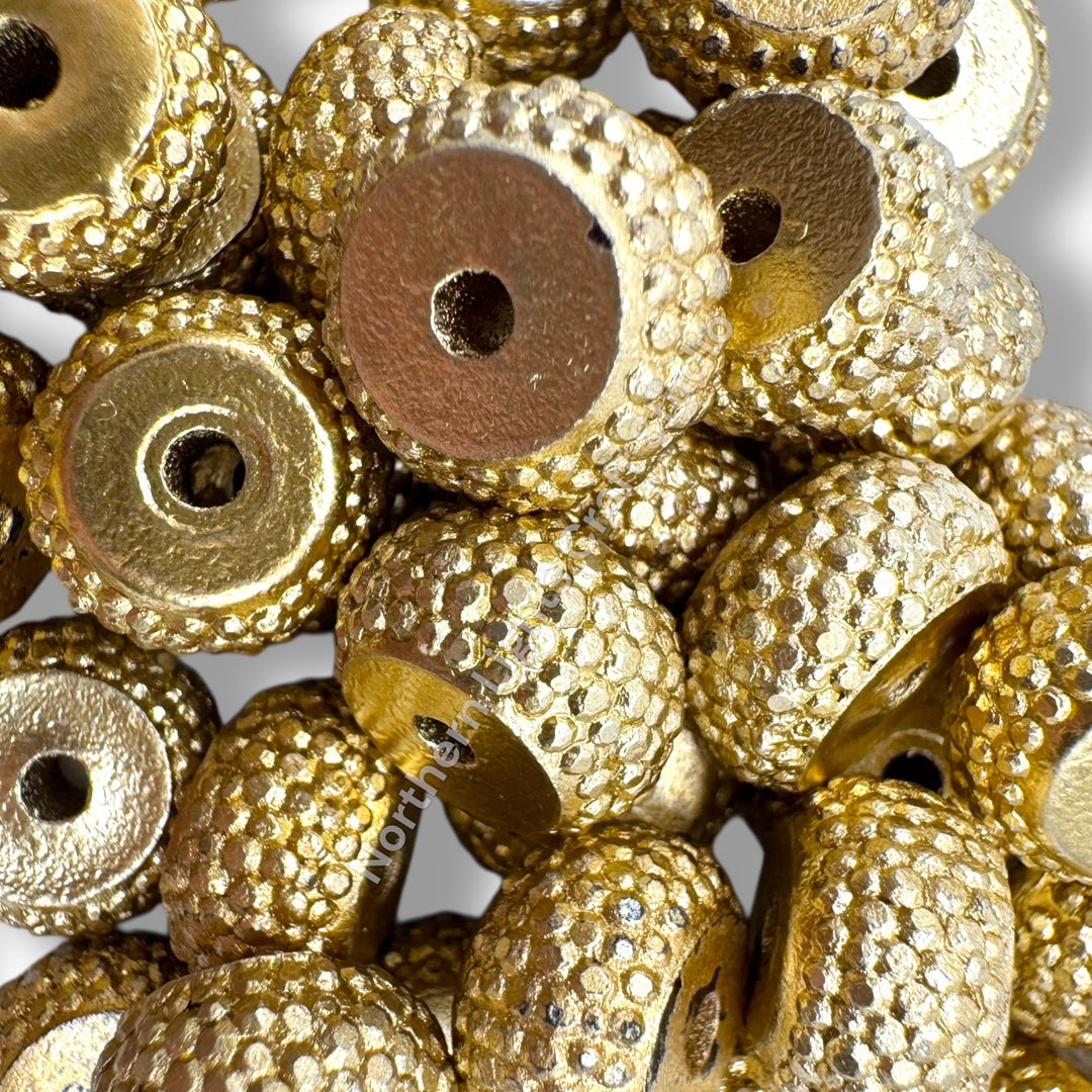 Textured 11mm Acrylic Gold Rondelle Spacer