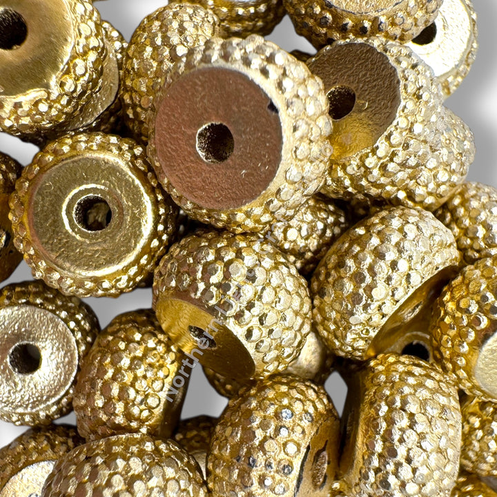 Textured 11mm Acrylic Gold Rondelle Spacer