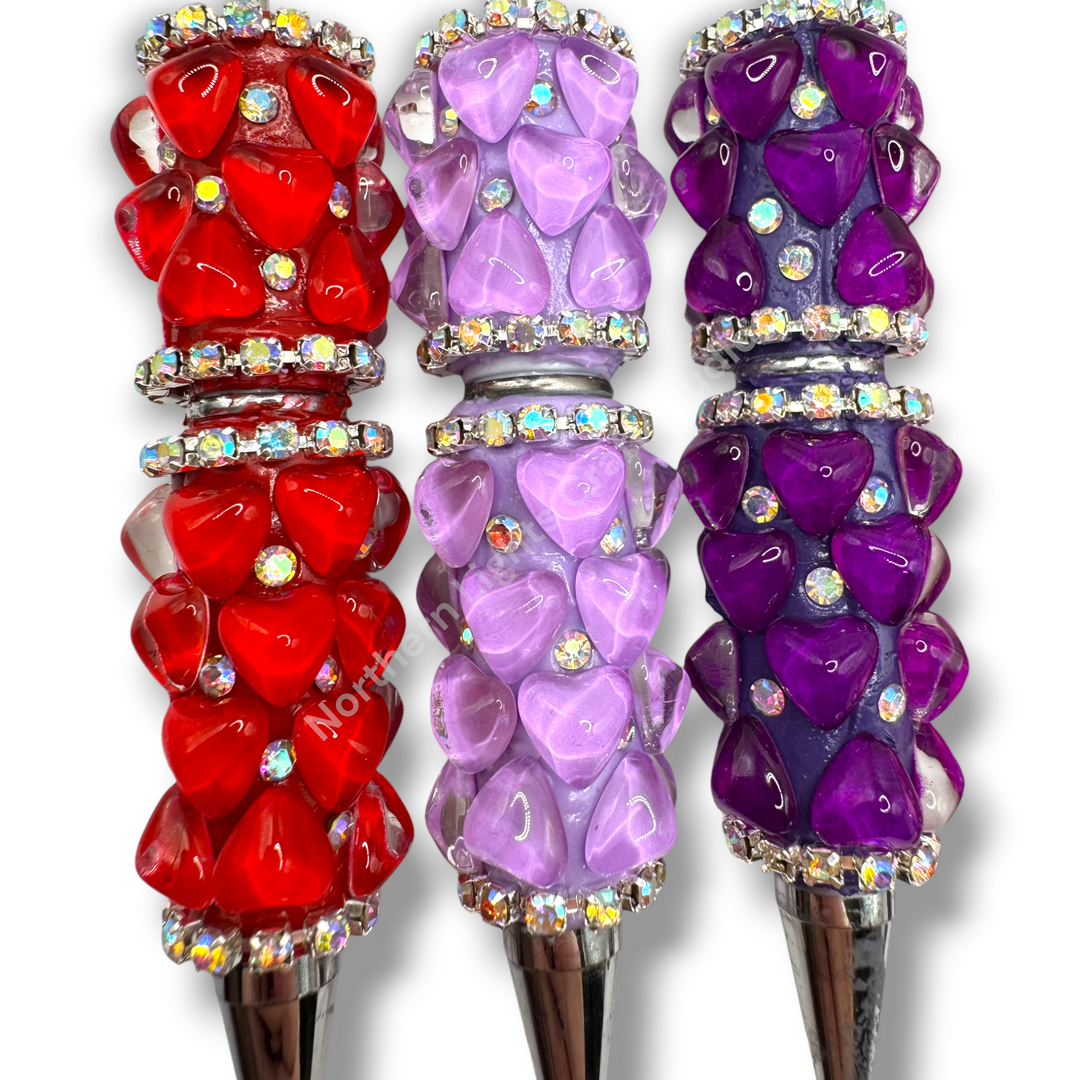 Beadable Jelly Neon Glass Heart Fancy Bling Rhinestone Pen