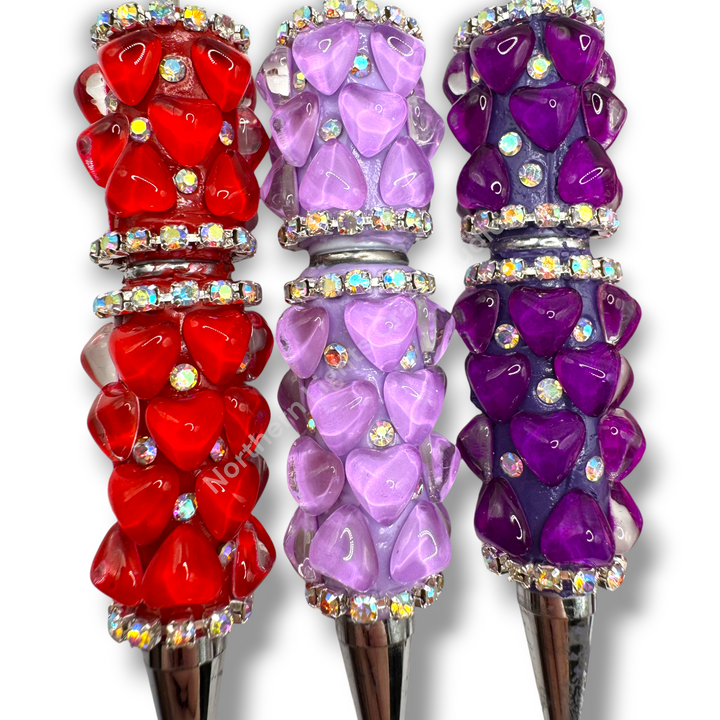 Beadable Jelly Neon Glass Heart Fancy Bling Rhinestone Pen
