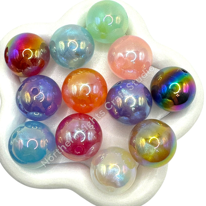 Glitter UV Luminous Galaxy Glitter 20mm Beads -10pc.