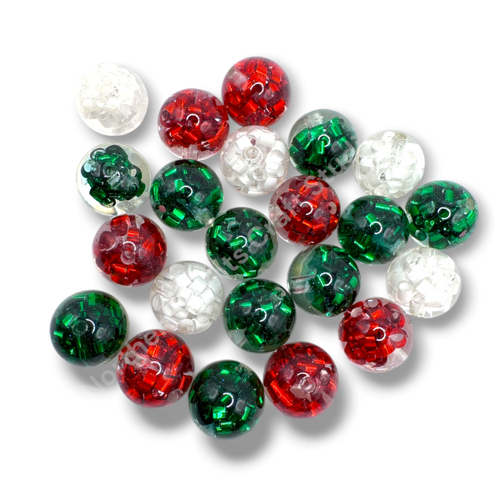 Christmas Shiny Bow 16mm Luxury Resin Bead Mix - 20 pc.