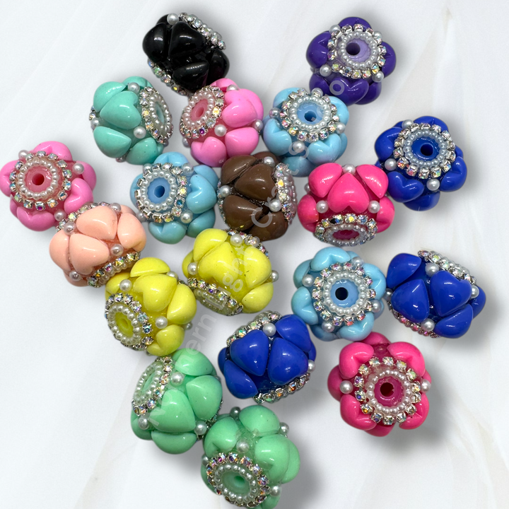 Puffy Acrylic Heart Charm 22mm Bead -5pc