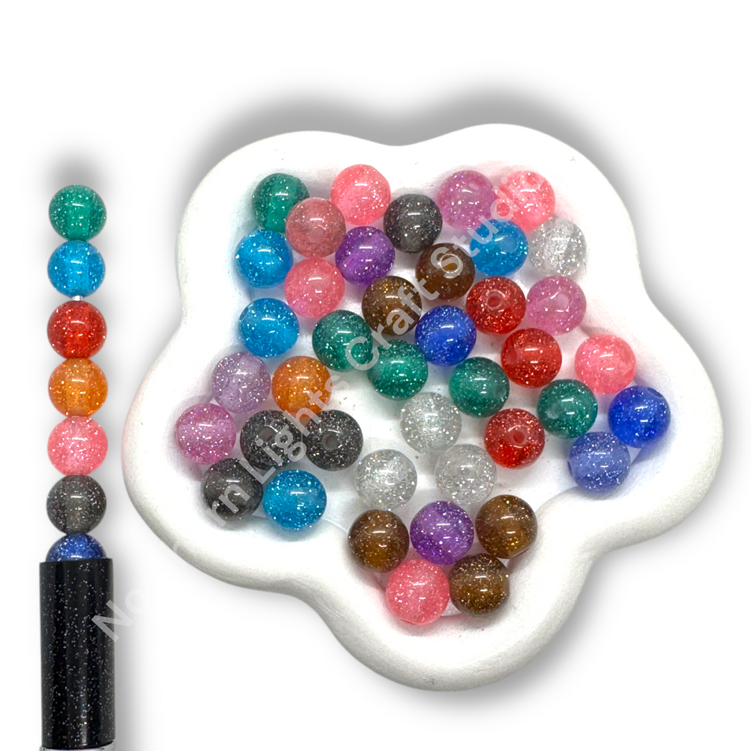 Glitter Dust 8mm Bead Mix - 50 Pcs.
