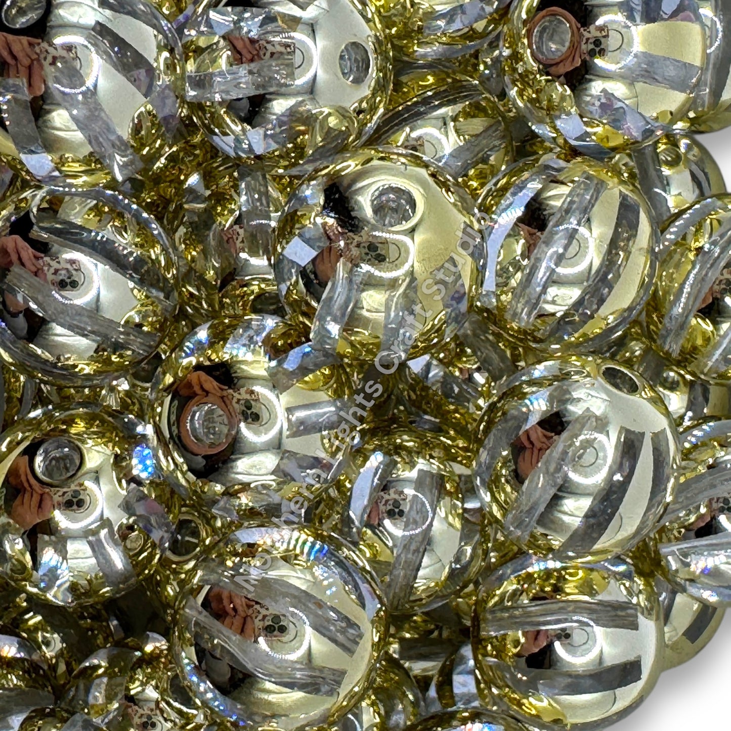 Shiny Striped 16mm Acrylic Beads - 20 pc.