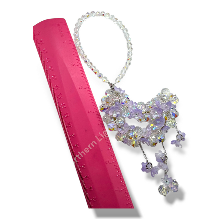 AB And Purple Flower Crystal Moon Suncatcher / Moon Car Charm