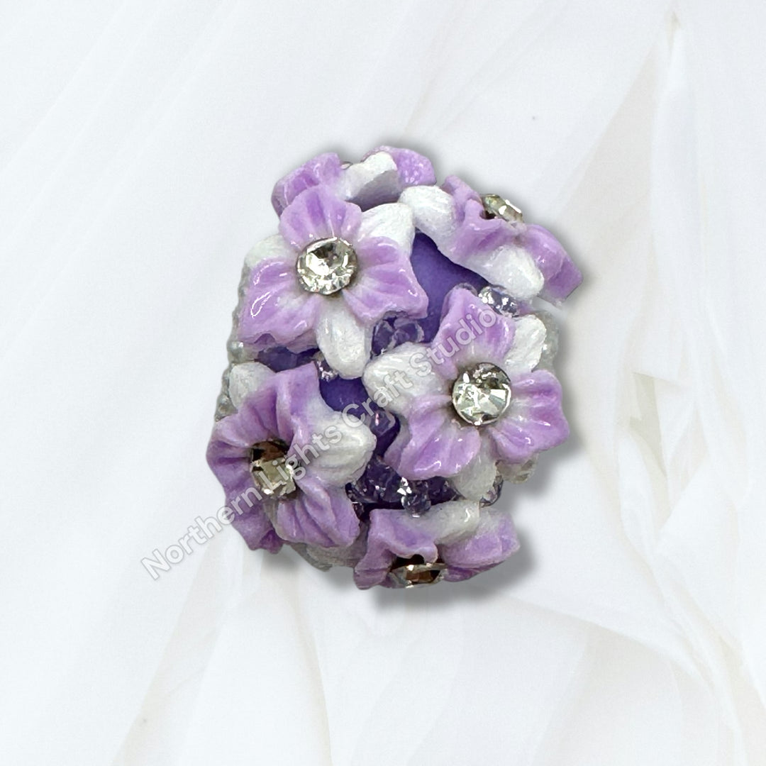 Flower Charm Fancy Bead With Rhinestone Accents -10pc. Mix