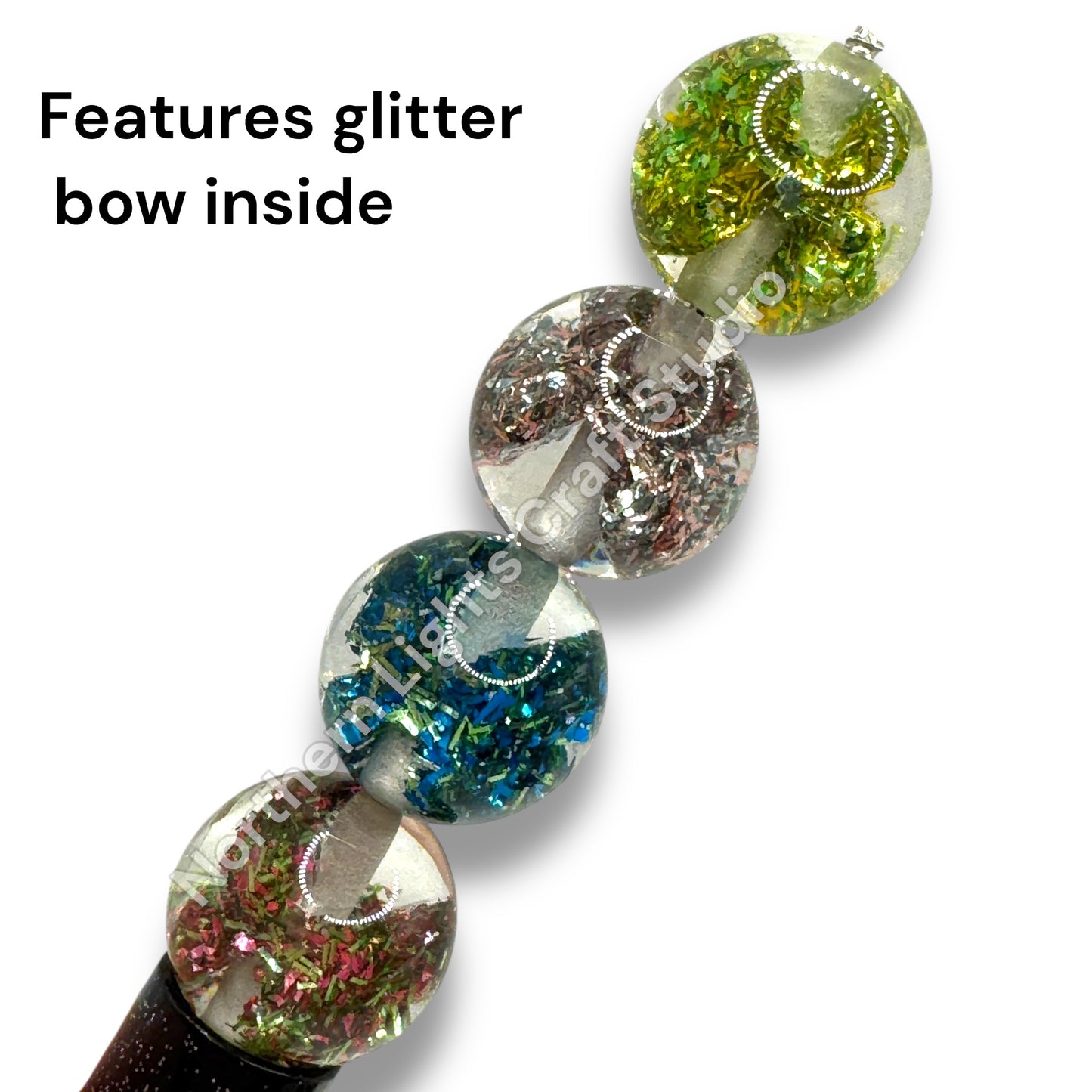 Glitter Tinsel Bow Beads- 16mm - 20 pieces