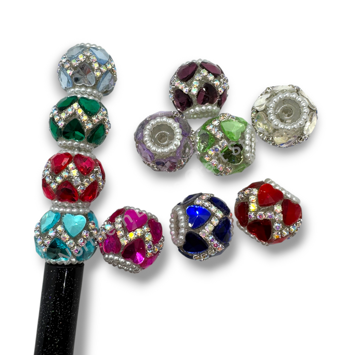Rhinestone Zig Zag Heart Shape Crystal Fancy Bead - 4pc.
