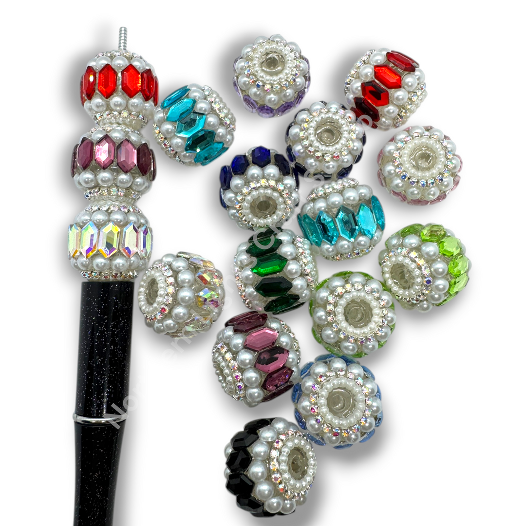 Pearl and Crystal Mirror Fancy Indian Beads - 10pc. Mix