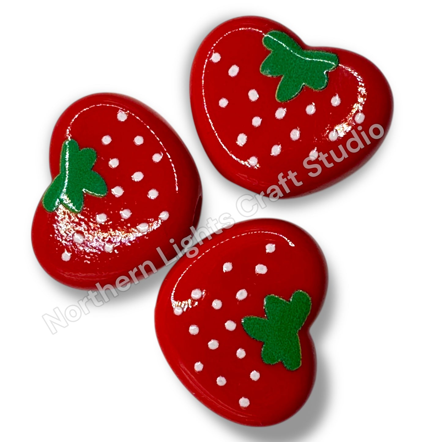 Strawberry Heart Bead - 10pc.
