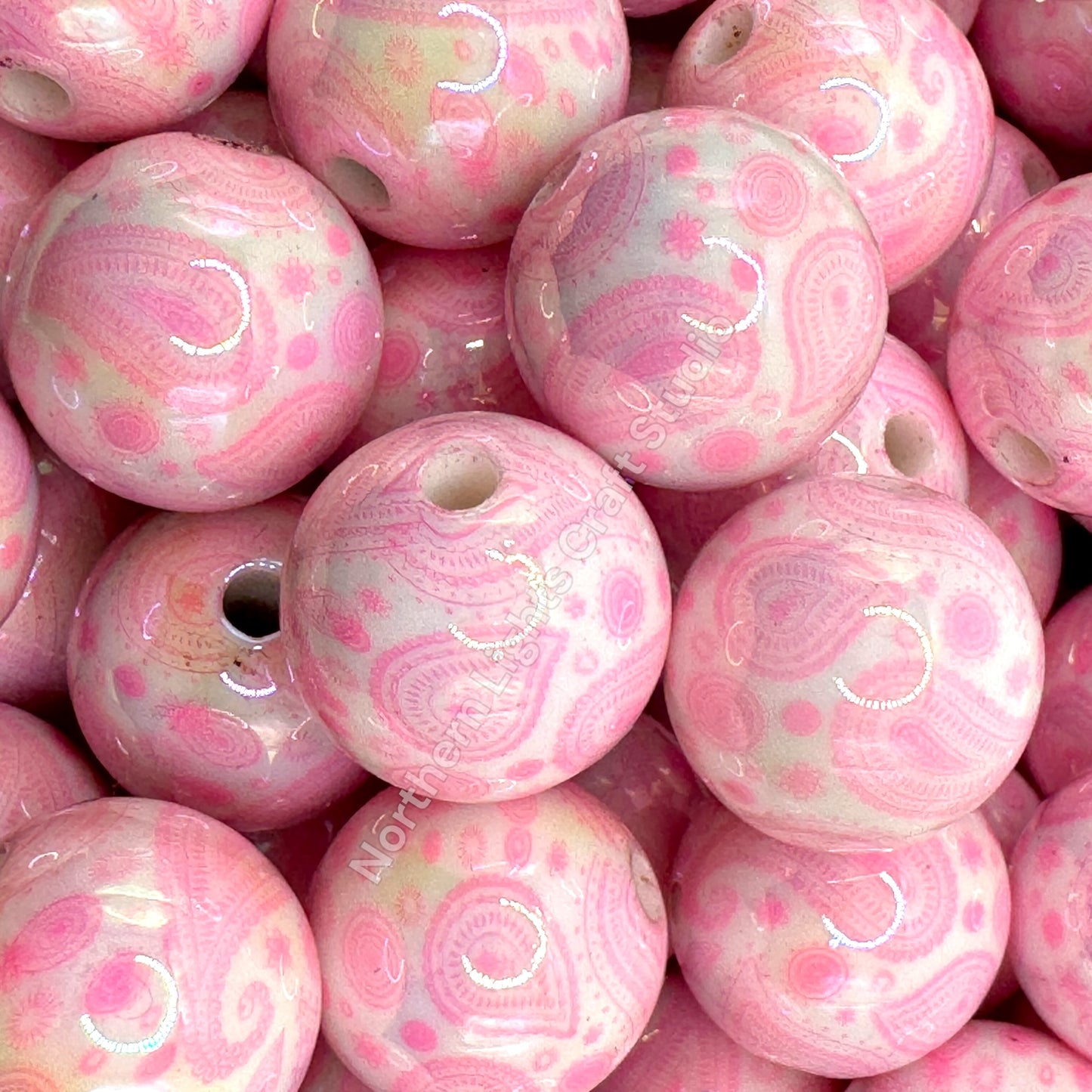 Paisley Bandana Printed 16mm Acrylic Beads - 20pc.