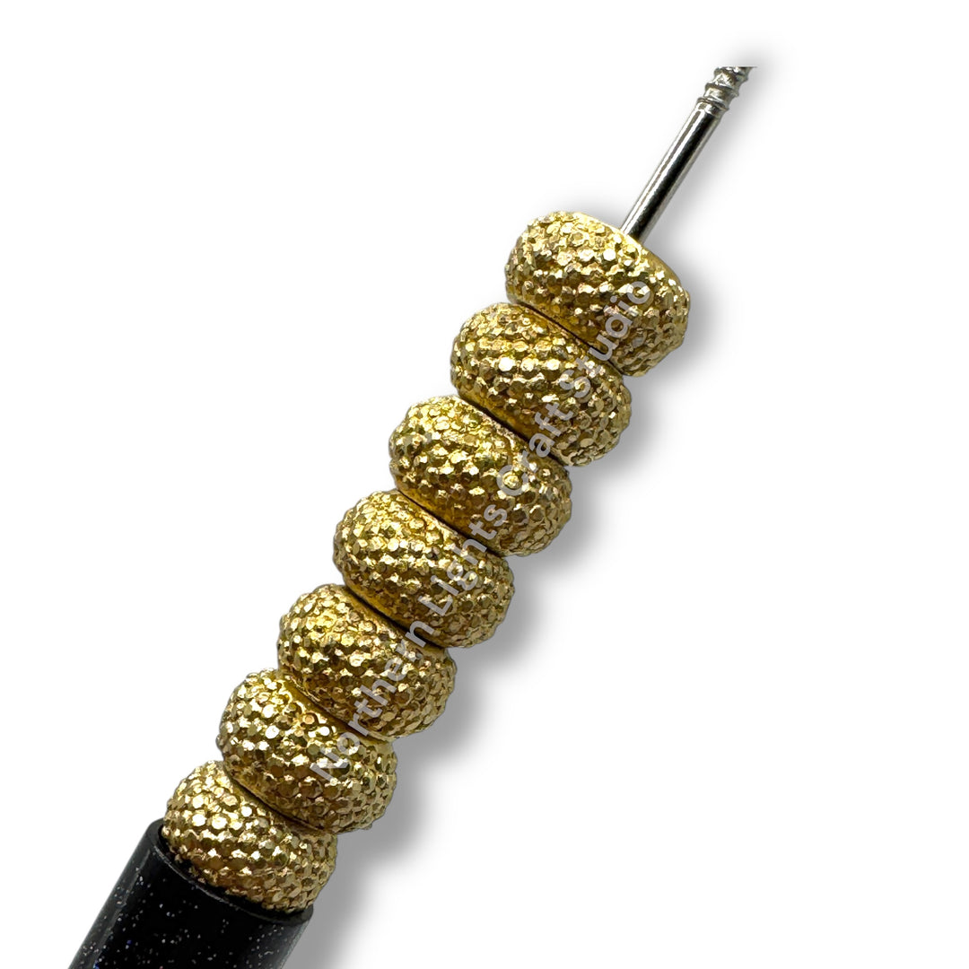 Textured 11mm Acrylic Gold Rondelle Spacer