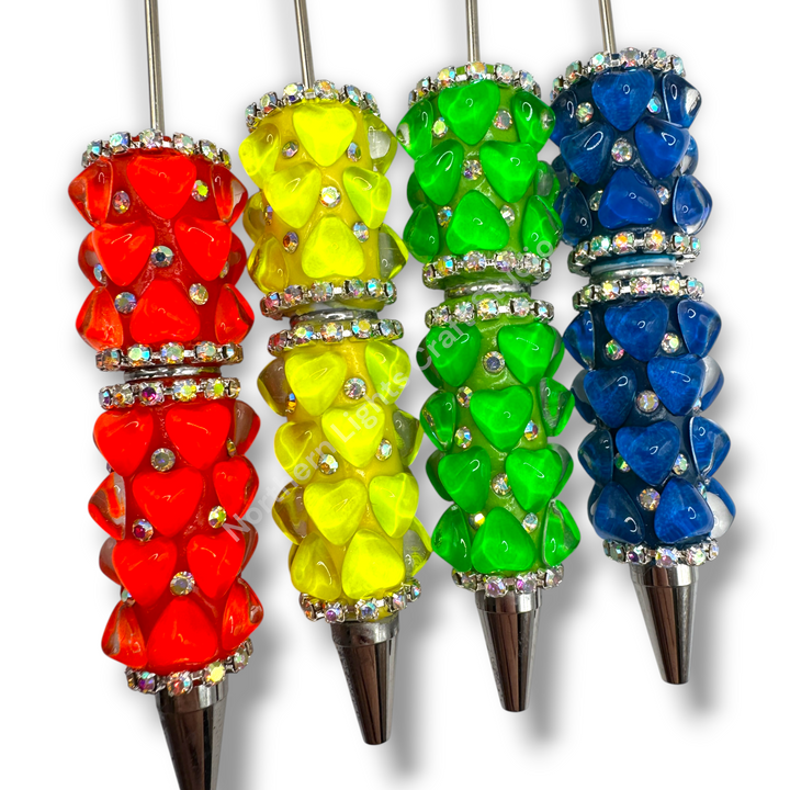 Beadable Jelly Neon Glass Heart Fancy Bling Rhinestone Pen