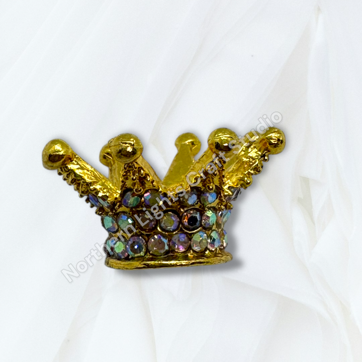 Large Metal Alloy AB/Colorful Crown Beads - 5pc. - You choose color