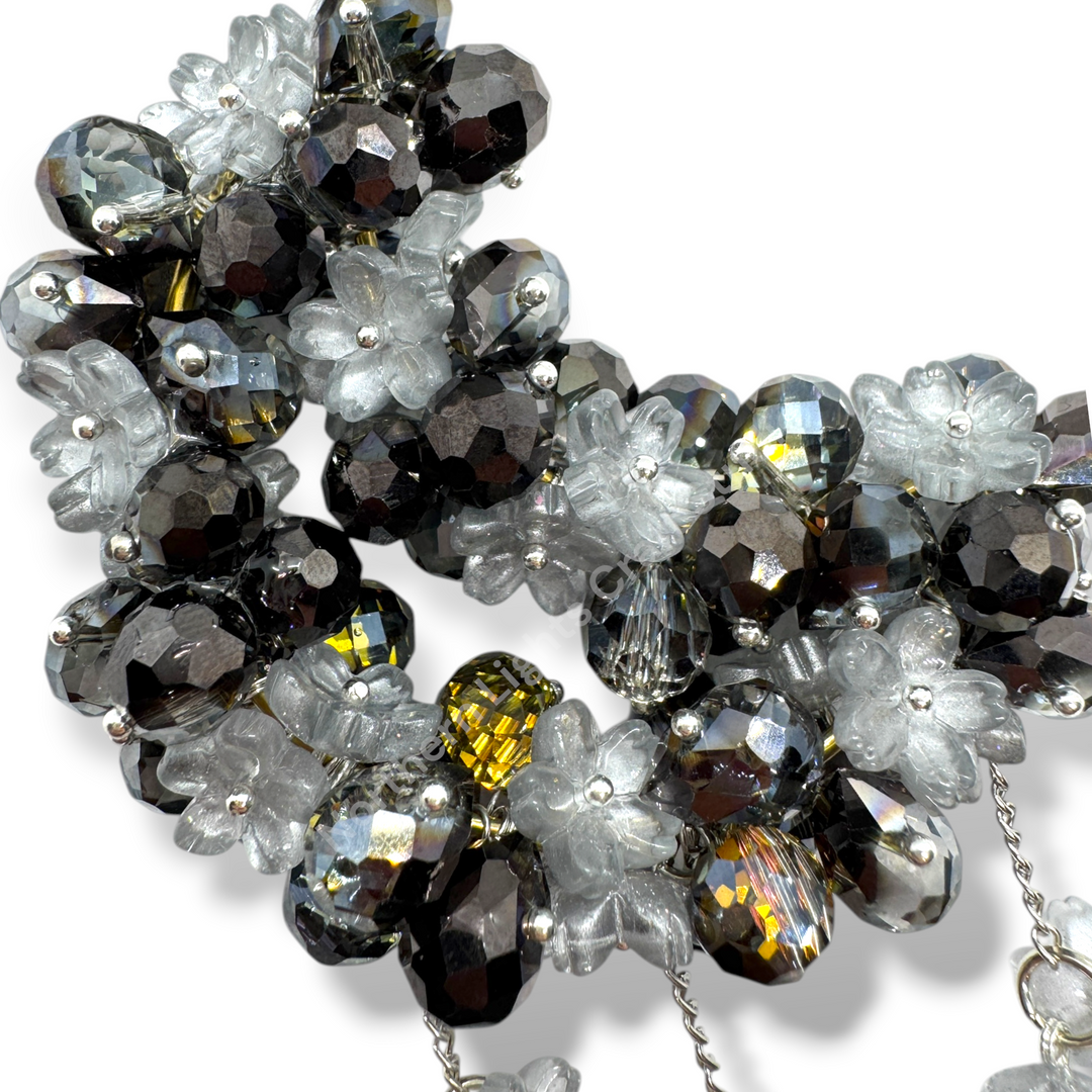 Black Rainbow Flower Crystal Moon Suncatcher Car Charm