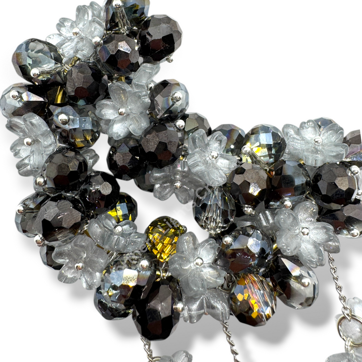 Black Rainbow Flower Crystal Moon Suncatcher Car Charm