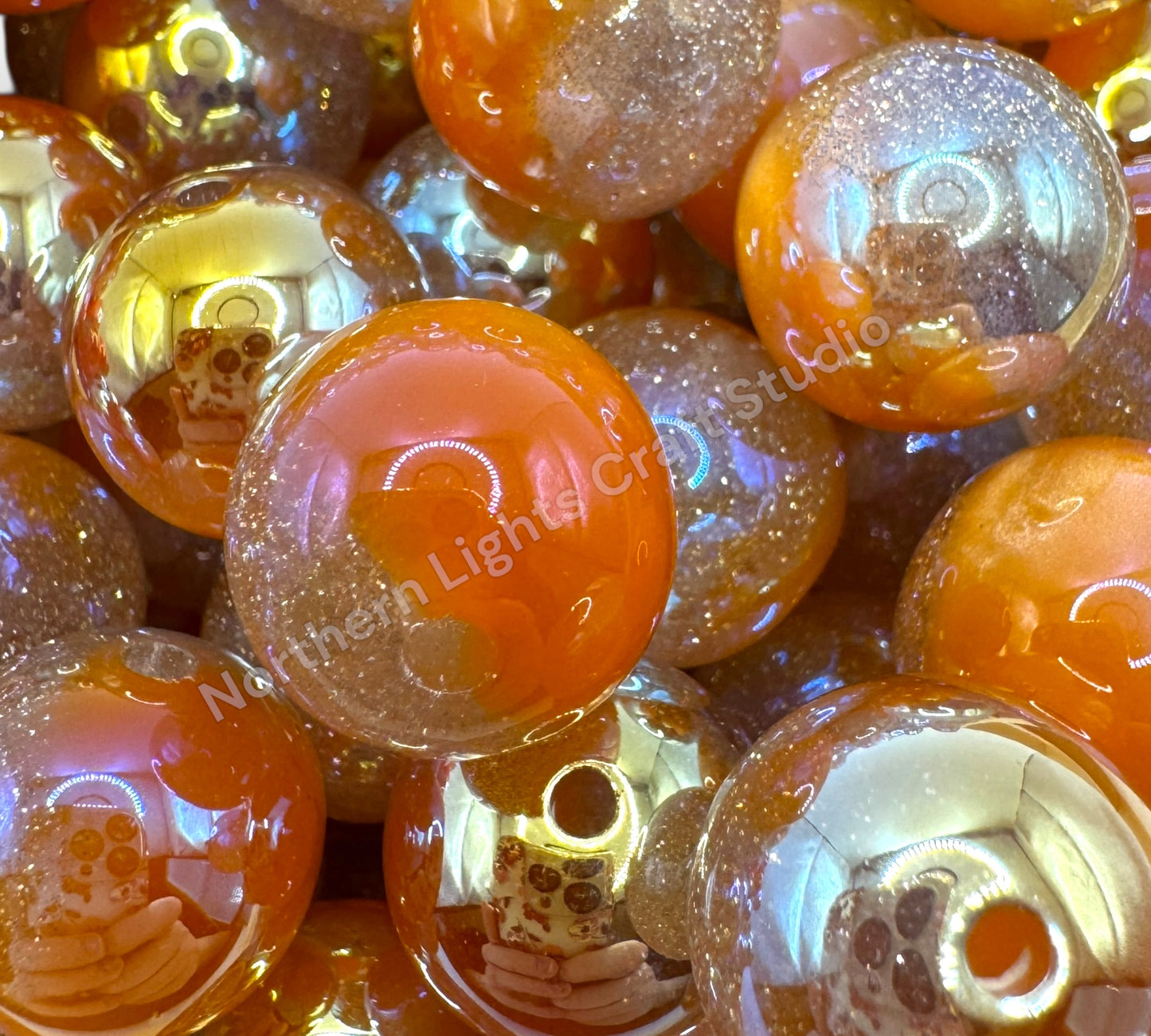 UV Half Glitter and Cat Eye Galaxy 16mm Bead - 20 Pcs.