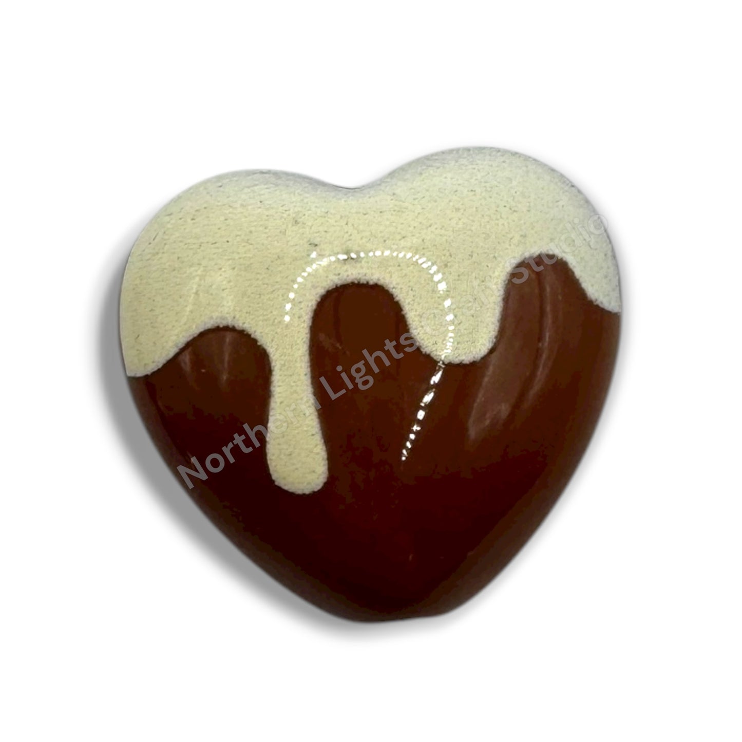 Heart Chocolate Drip Printed Acrylic 16mm Bead Mix - 20pc.