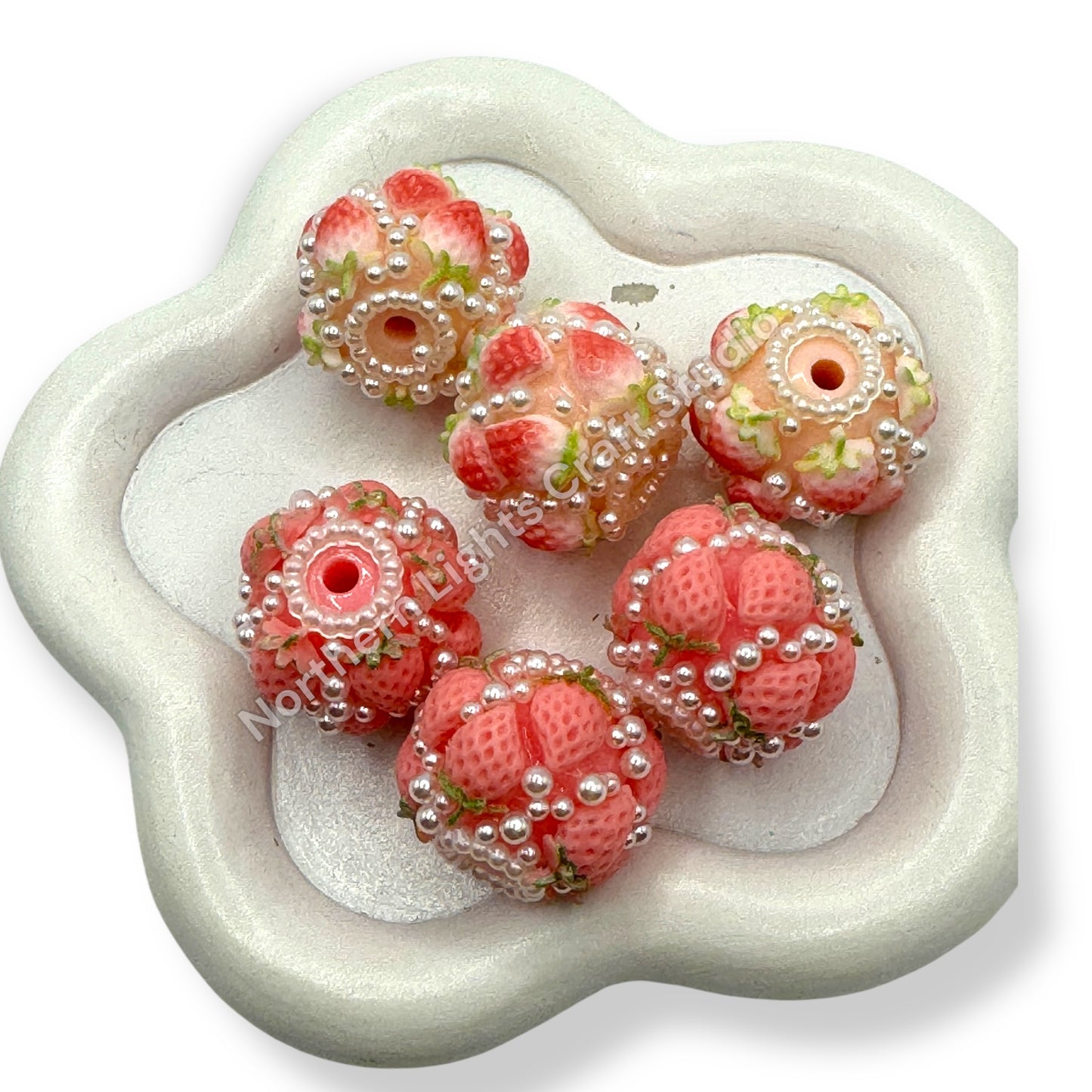 Acrylic Strawberry Sugar Beads 20mm - 3 pcs. - Read Description!