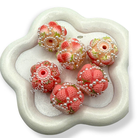 Acrylic Strawberry Sugar Beads 20mm - 3 pcs. - Read Description!