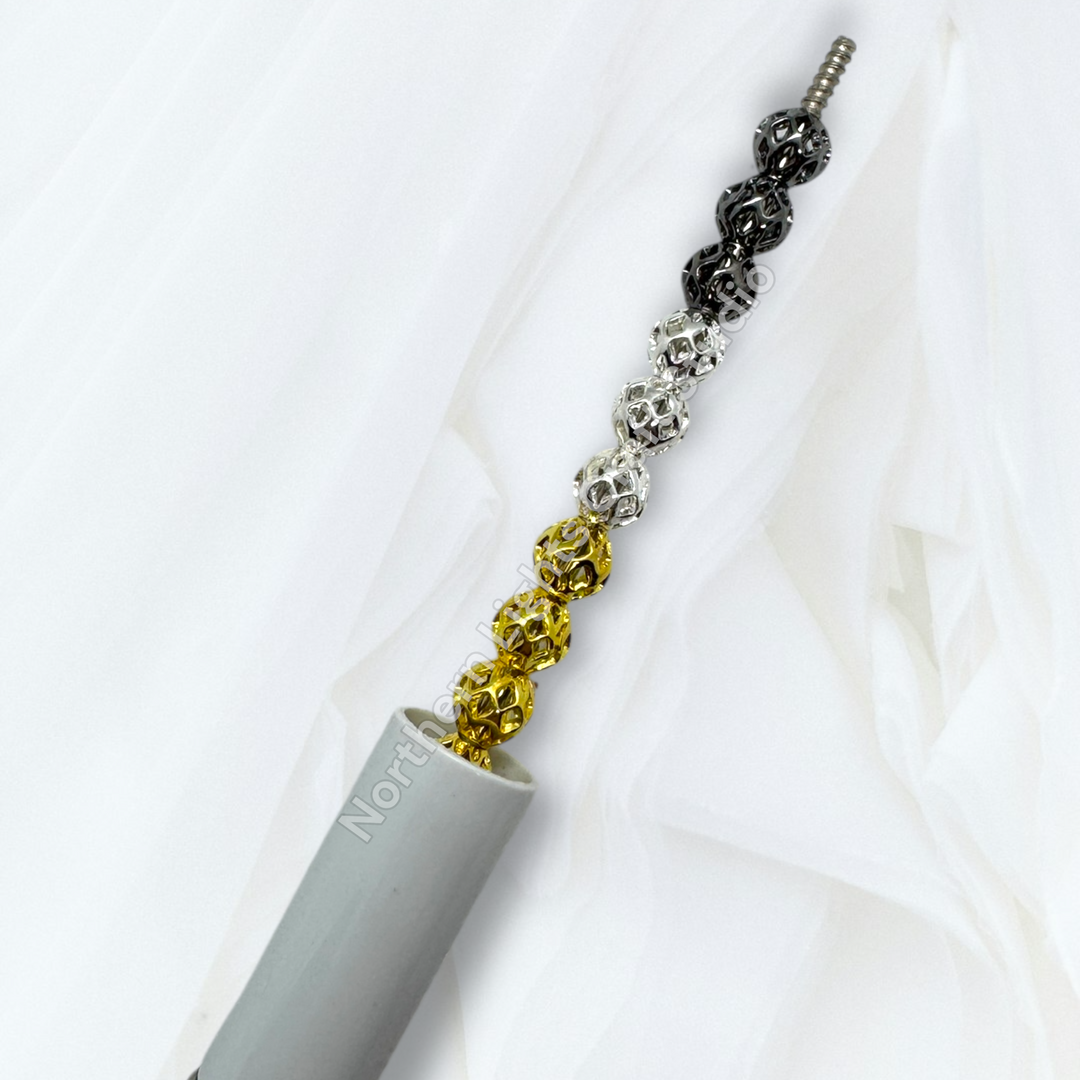 Lattice Design Metal Round 6mm Spacer Beads for Pens or Jewelry - 25pc.