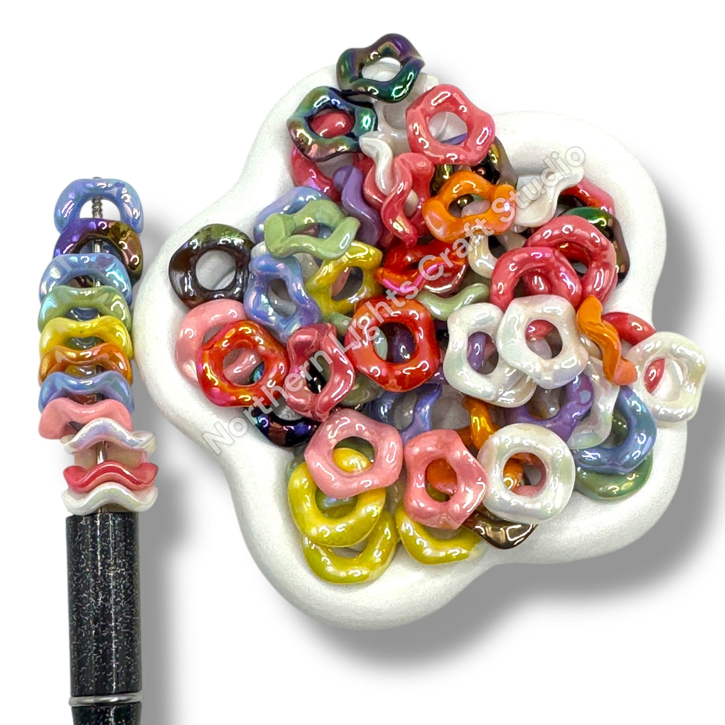 Wavy Spacers 16mm- Matte and UV Finishes - 50 pcs. - Choose Color and Finish