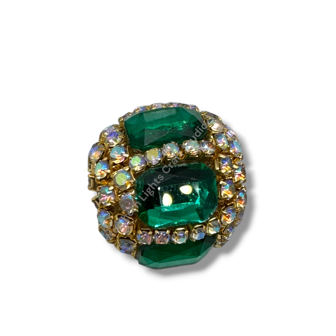 Fancy Gold AB Rhinestone Chain Crystal Mirror Beads -3pc.Single or 10pc. Mix