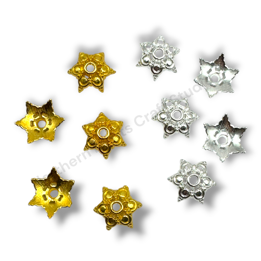 Metal Star Point 16mm Bead Cap  - 20pc.