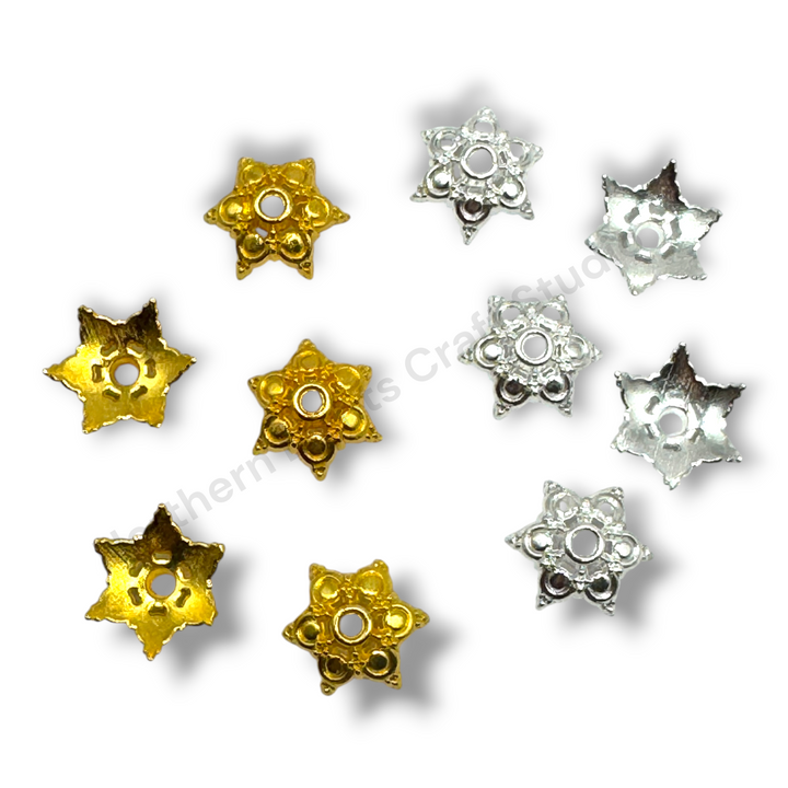 Metal Star Point 16mm Bead Cap  - 20pc.