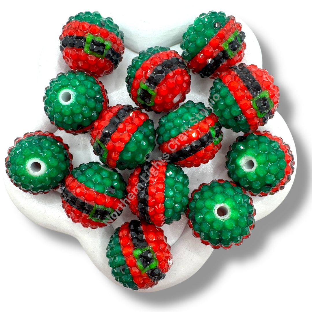 Santa Belt Jelly Rhinestone Acrylic 20mm Bead - 10 pc.