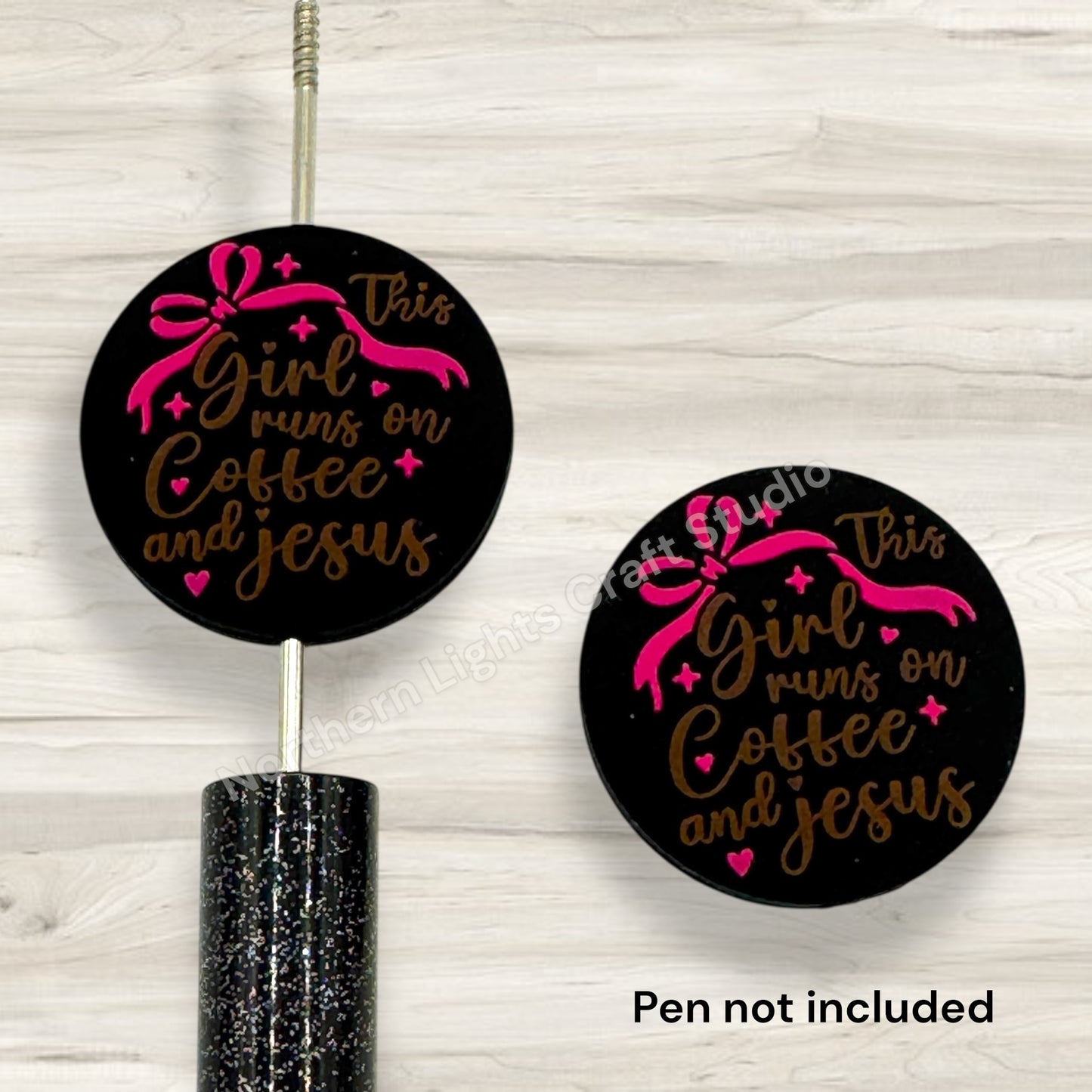 This Girl Runs on Coffee and Jesus Silicone Focal Bead