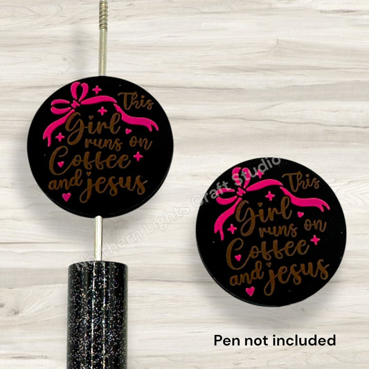 This Girl Runs on Coffee and Jesus Silicone Focal Bead