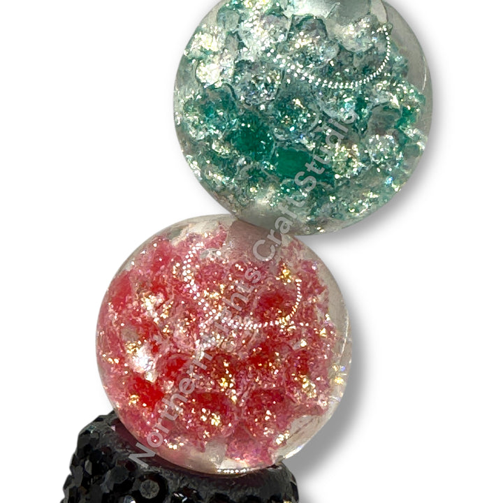 Glitter Honeycomb Luminous Premium Resin 16mm Beads -20pc.
