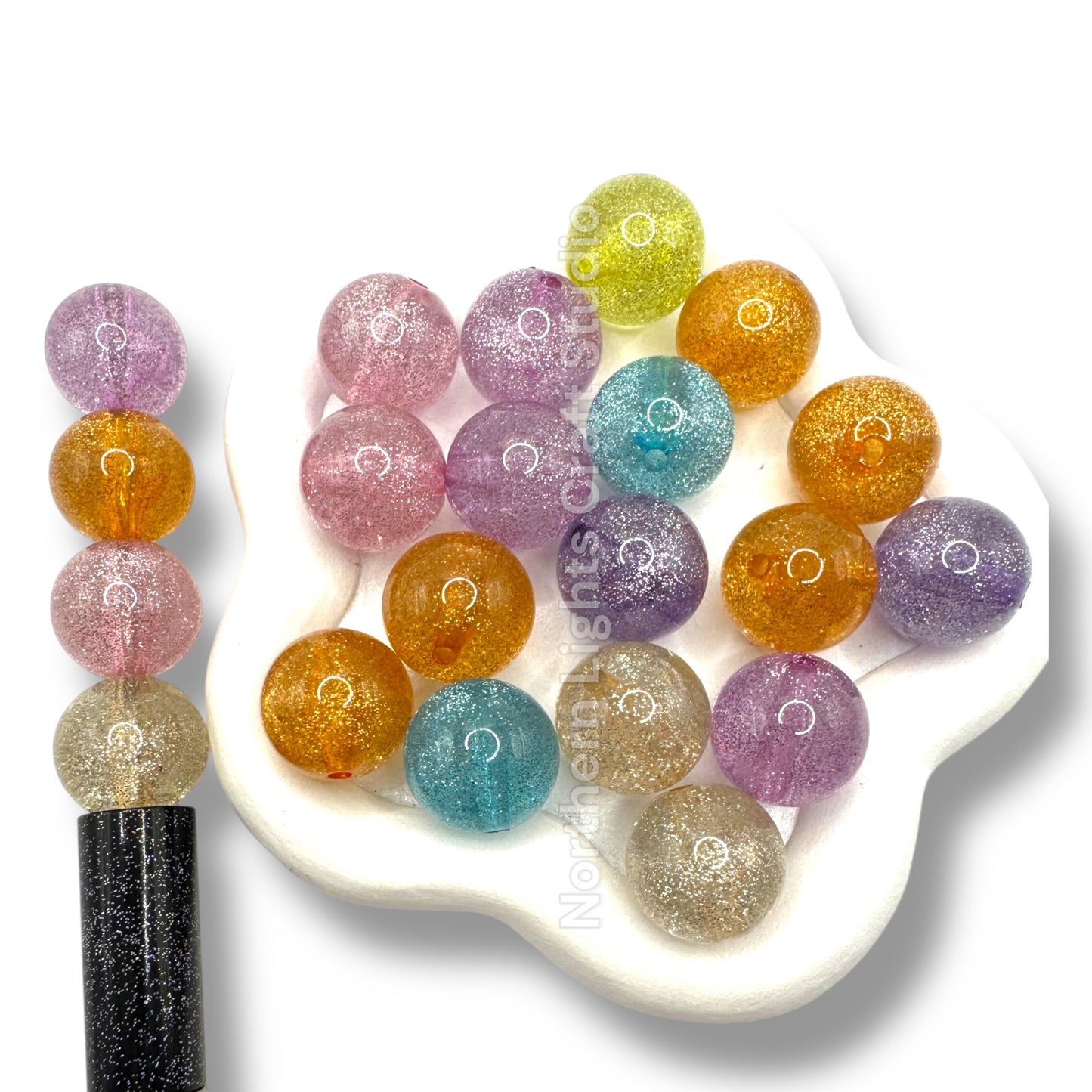 Glitter Dust Beads - 16mm-20pc.