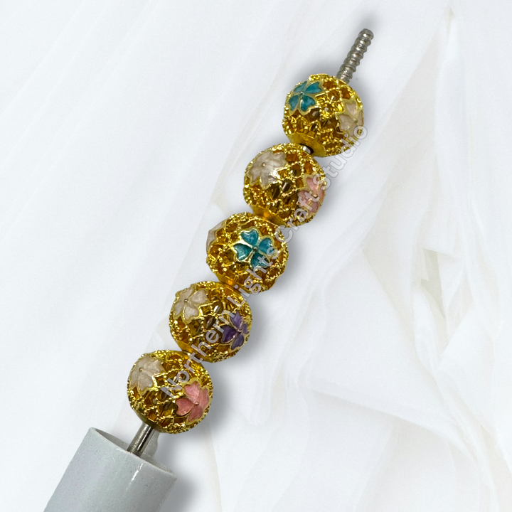 Copper Gold Plated Enamel Clover 10mm Beads - 10pc.  Mix