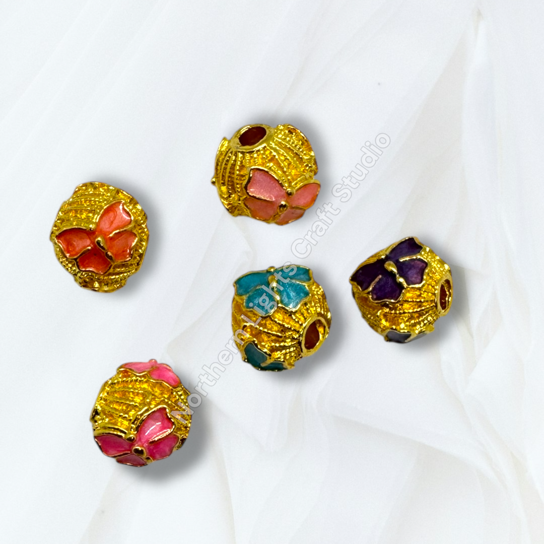 Copper Gold Plated Enamel Butterfly 10mm Beads - 10pc. mix