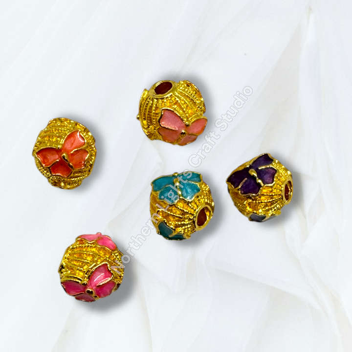 Copper Gold Plated Enamel Butterfly 10mm Beads - 10pc. mix
