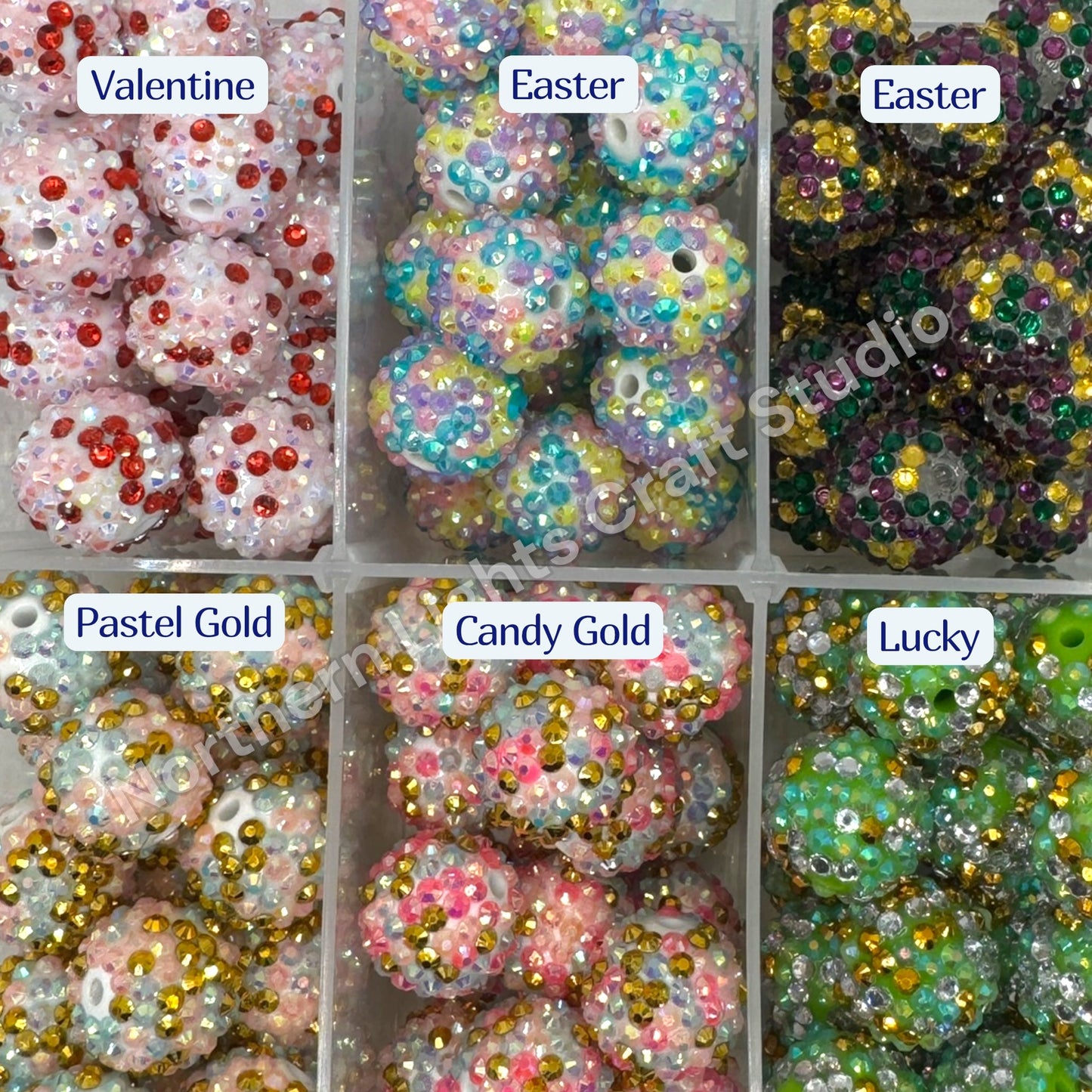 Multicolor Confetti 20mm Acrylic Rhinestone Bubblegum Beads - 10pc.