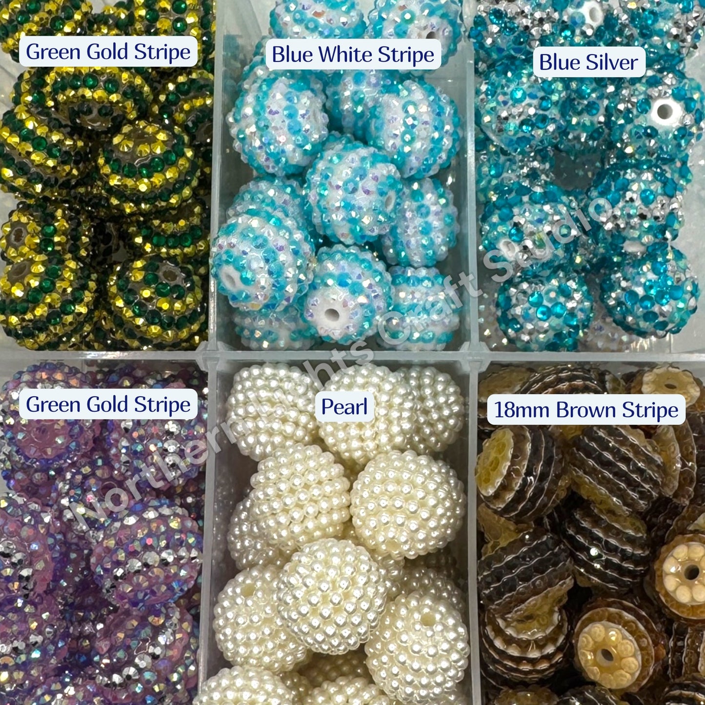 Multicolor Confetti 20mm Acrylic Rhinestone Bubblegum Beads - 10pc.