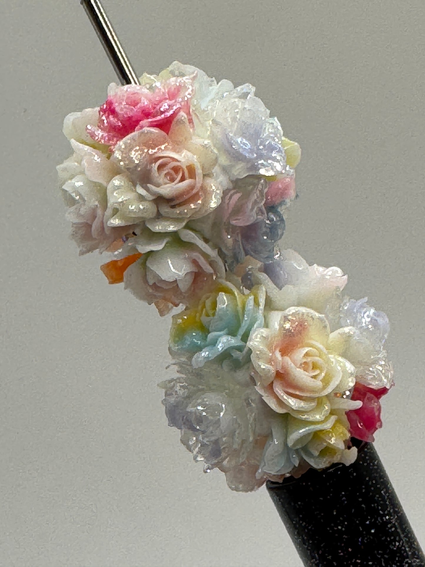 Multi Color Shimmering Flower Bead 16mm - 2pc.