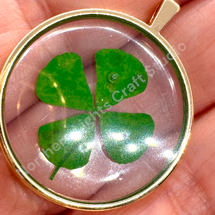 Four Leave Clover Acrylic and Glass Charm 30mm Pendant