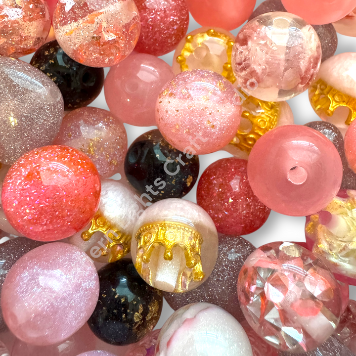 Pink Premium Bead 16mm Resin Mix -20 pc.